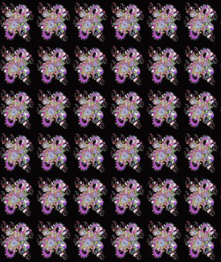 Siyah renkli çiçekler. Küçük çiçekte sevimli çiçek deseni var..