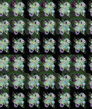 Suluboya çizimi. Siyah renkli çiçekler. Çiçekli eskiz deseni. El çizimi.