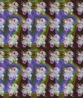 Raster Modaya uygun kumaş deseni. Renkli Bahar Teması eskiz kalıbı. Mor renkli şirin çiçek deseni. Düz Çiçek Elementleri Tasarımı.