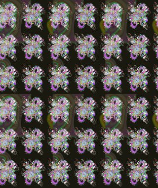 Güzel karalamalı çiçek desenli çizim. Küçük çiçekteki sevimli çiçek deseni. Raster illüstrasyonu. Güzel kumaş deseni.