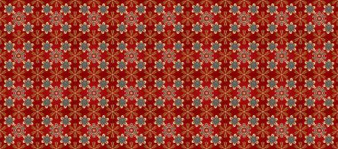 Kusursuz raster arka plan. Kırmızı, kahverengi ve bej renklerde altın elementler. Duvar kâğıdı barok, İspanyol kumaşı. Şık bir grafik desen. Çiçek deseni.