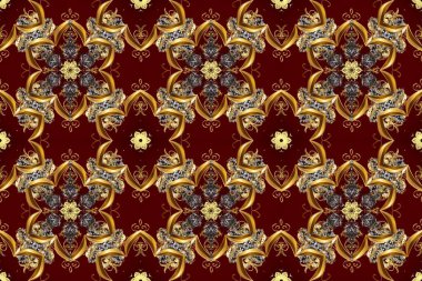 Kahverengi ve kırmızı renklerde altın elementlerle desen. Altın kaplamalı kahverengi ve kırmızı zemin. Küçük bir alan derinliği. Lüks mobilyalar. Klasik mobilya tarzı. Kusursuz ahşap oymacılığı.