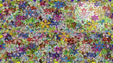 Çiçekli karalama şeklinde Raster çiçek deseni. Tarafsız renklerde bahar çiçekleri. Raster illüstrasyonu.