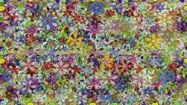 Küçük çiçekteki sevimli çiçek deseni. Tarafsız renklerde çiçekler. Raster illüstrasyonu.