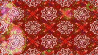 Raster illüstrasyonu. Çiçekli karalama şeklinde Raster çiçek deseni. Kibarca, yaz çiçekleri kırmızı renklerde.