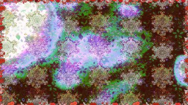 Zentangle soyut çiçekleri. Düz Çiçek Elementleri Tasarımı. Karalama çiçeği. Raster illüstrasyonu. Renkli Bahar Temalı Kusursuz Arkaplan. Şirin kumaş deseni.