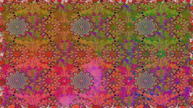 Yapraklı çiçekler ve kahverengi renkli papatya çiçekleri. Kusursuz bir arka plan modeli. Raster - stok.