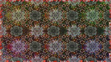 Raster illüstrasyonu. Gri renkli şirin çiçekler. Küçük çiçekli basit, dikişsiz desen. Moda baskısı, albüm, ambalaj kağıdı, duvar kağıdı için zarif dekoratif süslemeler..