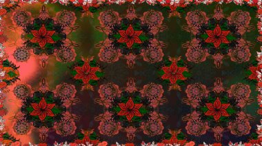 Çiçek ve yapraklı karalama şeklinde Raster çiçek deseni. Kahverengi renklerde bahar çiçekleri. Raster illüstrasyonu.