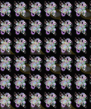 Parmak izi, kumaş, duvar kâğıdı, tekstil için raster dokusu. Renkli grunge, soyut arkaplanı kolosiyah çiçeklerle süslüyor. Nakış desenli çiçek deseni..