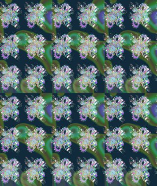 Mavi renkte güzel bir tekstil. Raster illüstrasyonu. Suluboya çiçekli çiçek deseni.