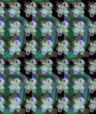 Raster illüstrasyonu. Renkli Bahar Teması eskiz kalıbı. Çiçek desenli çizim. Düz Çiçek Elementleri Tasarımı. Asya tekstil tarzında. Güzel kumaş deseni.