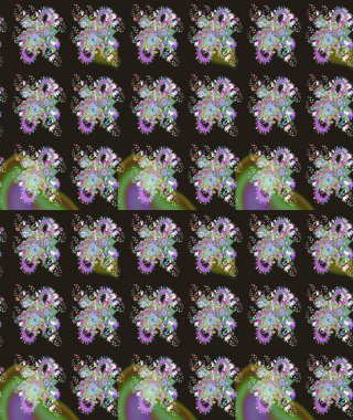 Renkli Bahar Teması eskiz kalıbı. Asya tekstil tarzında. Düz Çiçek Elementleri Tasarımı. Çiçek desenli çizim. Raster illüstrasyonu. Gri renkli çiçekler.