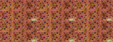 Düz Çiçek Elementleri Tasarımı. Raster Modaya uygun kumaş deseni. Renkli Bahar Temalı Kusursuz Arkaplan. Kahverengi renkli şirin çiçek deseni.