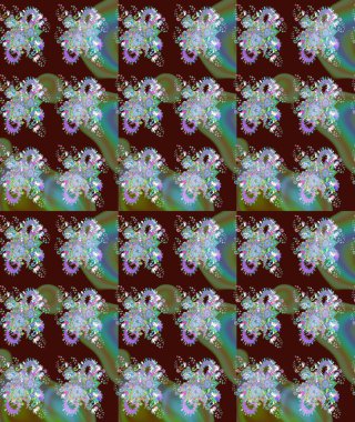 Kahverengi renkli çiçekler. Raster illüstrasyonu. Çizim çiçek deseni duvar kağıdı için kullanılabilir.