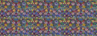 Arkaplan dokusu, duvar kağıdı, mavi renkli çiçek teması. Kabile sanatı boho baskısı, klasik çiçek arkaplanı. Soyut etnik raster pürüzsüz desen.