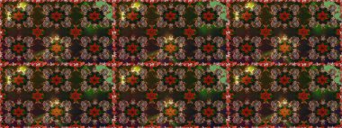 Süslü kumaş deseni. Düz Çiçek Elementleri Tasarımı. Renkli Bahar Temalı Kusursuz Arkaplan. Raster illüstrasyonunda kusursuz çiçek deseni.