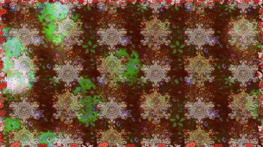 Kahverengi renklere karalamalar çizen kusursuz çiçek deseni. Raster illüstrasyonu.