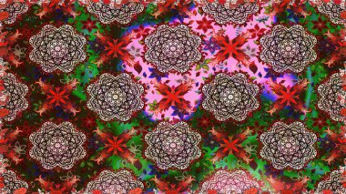 Düz Çiçek Elementleri Tasarımı. Raster illüstrasyonunda kusursuz çiçek deseni. Kahverengi renkli çiçekler. Renkli Yaz Temalı Kusursuz Arkaplan.