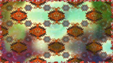 Çiçek deseni. Renkli Bahar Temalı Kusursuz Arkaplan. Kusursuz Chichi kumaş deseni. Raster illüstrasyonu. Düz Çiçek Elementleri Tasarımı.