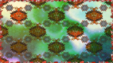 Küçük çiçekteki sevimli çiçek deseni. Yeşil renkte çiçekler.