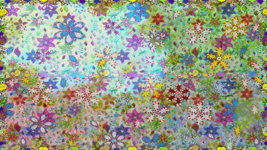 Çiçekli, pürüzsüz bir desen. Raster çiçekleri klasik tarzda çizilmiş. Tarafsız renklerde bahar çiçekleri. Raster illüstrasyonu.