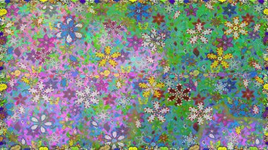 Raster illüstrasyonunda kusursuz çiçek deseni. Yeşil renkte çiçekler.