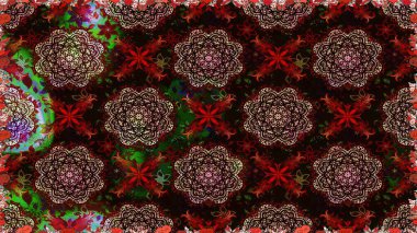 Kabile sanatı boho baskısı, klasik çiçek arkaplanı. Arkaplan dokusu, duvar kağıdı, çiçek temalı siyah renkler. Soyut etnik raster pürüzsüz desen.