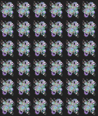 Suluboya, elle çizilmiş. Gri yapraklı yabani çiçekler. Eskiz arkaplan modeli. Raster illüstrasyonu.