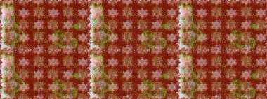 Raster illüstrasyonunda kusursuz çiçek deseni. Düz Çiçek Elementleri Tasarımı. Kahverengi renkli çiçekler. Renkli Bahar Teması Kusursuz Arkaplan.