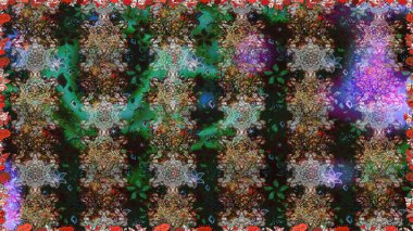 Sorunsuz çiçek desenli çiçekli, halk tarzında bırakır. Elle çizilmiş. Raster illüstrasyon.