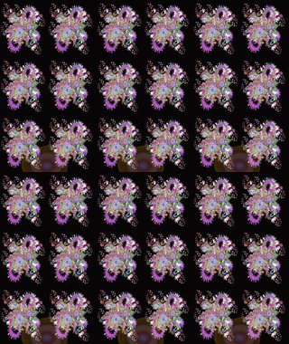 Siyah renkli etnik çiçeklerle süslenmiş zarif bir eskiz şekli. Raster Çiçek İllüstrasyon Şirin Tekstil.