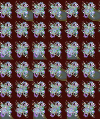 Raster illüstrasyonu. Çiçekli, yapraklı, çiçek desenli eskiz. El çizimi.