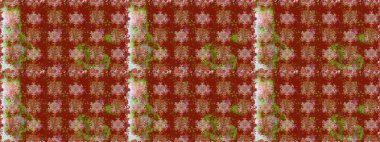 Raster illüstrasyonunda kusursuz çiçek deseni. Düz Çiçek Elementleri Tasarımı. Kahverengi renkli çiçekler. Renkli Bahar Teması Kusursuz Arkaplan.