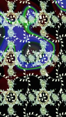 Düz Çiçek Elementleri Tasarımı. Renkli Bahar Teması eskiz kalıbı. Siyah renkli şirin çiçek deseni. Raster Modaya uygun kumaş deseni.