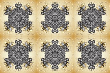 Kusursuz klasik raster altın desenli. Geleneksel oryantasyon süsü. Klasik klasik klasik arka plan. Bej, gri ve nötr renklerde altın elementlerle kusursuz desen. Raster illüstrasyonu.