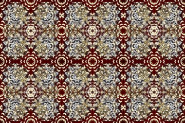 Kahverengi, gri ve bej renklerde altın elementlerle kusursuz desen. Klasik klasik klasik arka plan. Geleneksel oryantasyon süsü. Klasik raster altın pürüzsüz desen.