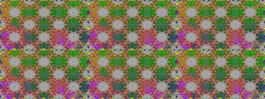 Raster illüstrasyonunda kusursuz çiçek deseni. Yeşil renkli çiçekler. Düz Çiçek Elementleri Tasarımı. Renkli Bahar Teması Kusursuz Arkaplan.