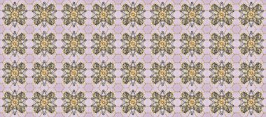 Kusursuz desenli oryantal süs. İslam tasarımı. Tarafsız, bej ve gri renklerdeki altın desenli altın elementler. Çiçek kiremitleri. Raster altın tekstil baskısı.