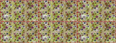 Güzel kumaş deseni. Raster Illustrasyon 'da moda olmayan çiçek deseni. Renkli Yaz Temalı Kusursuz Arkaplan. Düz Çiçek Elementleri Tasarımı.
