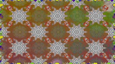 Kahverengi renkli güzel bir tekstil. Raster illüstrasyonu. Çiçeklerle suluboya desenleri.