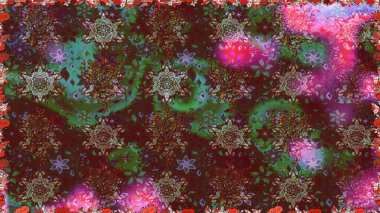 Çiçekli, suluboya desenli kusursuz çiçek deseni. Kahverengi renkli çiçekler. Renkli Bahar Temalı, pürüzsüz bir arka plan. Düz Çiçek Elementleri Tasarım Raster illüstrasyonu.