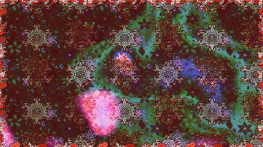 Kahverengi renklerde etnik çiçeklerle kusursuz bir desen. Raster Çiçek İllüstrasyon Şirin Tekstil.