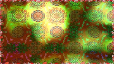 Kahverengi renklerde bahar çiçekleri. Çiçek ve yapraklı karalama şeklinde Raster çiçek deseni. Raster illüstrasyonu.