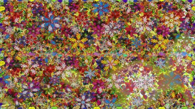 Kahverengi çiçekli bahar çiçekleri. Moda baskıları için zarif bir şablon. Küçük renkli çiçekler. Motley illüstrasyonu. Küçük çiçekte şirin desenler.