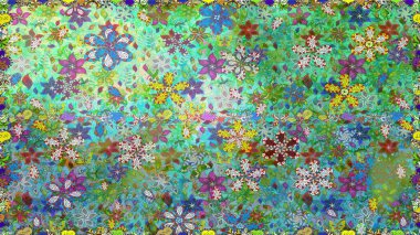 Güzel kumaş deseni. Raster illüstrasyonunda kusursuz çiçek deseni. Düz Çiçek Elementleri Tasarımı. Renkli Bahar Teması Kusursuz Arkaplan.