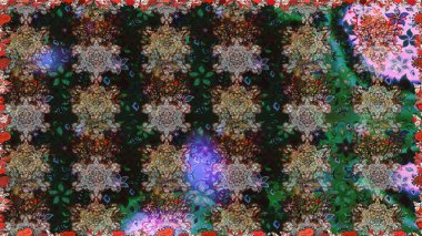 Raster illüstrasyonu. Tropik, dikişsiz çiçek deseni. Gri renkli çiçekler.