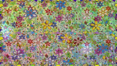 Sevimli çiçek raster deseni. Tarafsız renklerde çiçekler. Renkli Yaz Temalı Kusursuz Arkaplan. Düz Çiçek Elementleri Tasarımı.