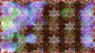 Parlak renkli çiçekleri ve kahverengi renkli yaprakları olan kusursuz çiçek desenleri. Modern çiçek arkaplanı. Halk tarzı. Moda baskıları için zarif bir şablon.