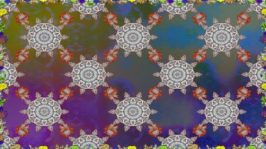 Çiçek desenli raster, gri çizgi grafik desenli soyut raster arkaplan. Modern stil dokusu.